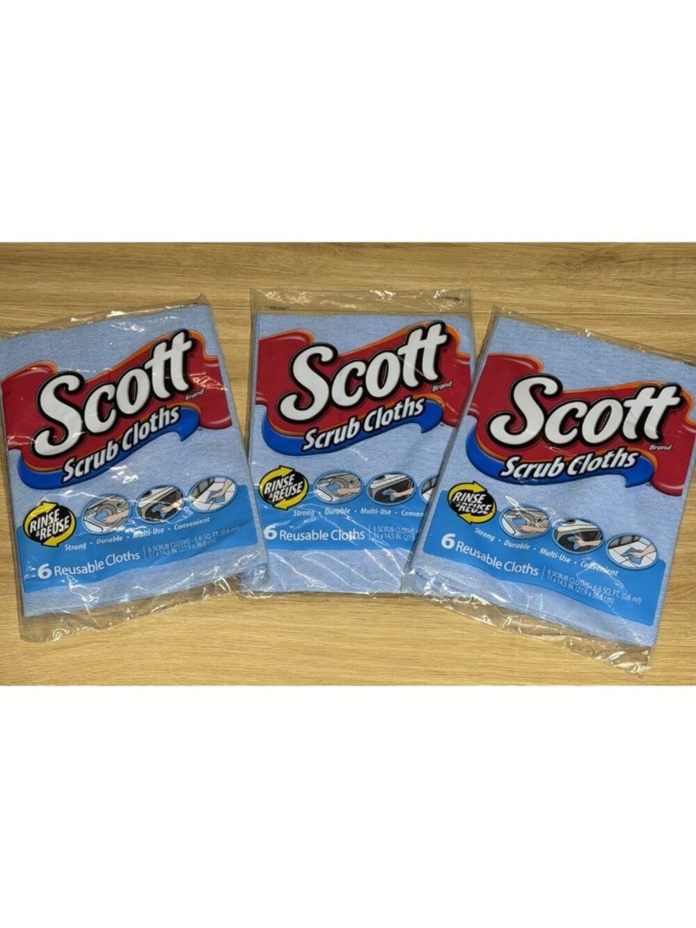 3 Packs NEW SCOTT Scrub Cloths 6 Reusable Towels Per Pack Blue